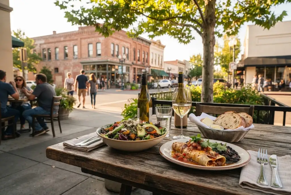 Outdoor dining scene representing the best Ukiah restaurants in California
