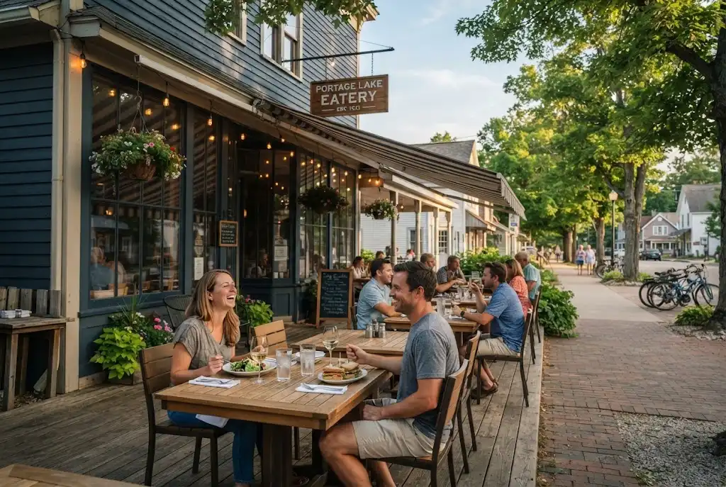 Local restaurant dining scene in Onekama Michigan